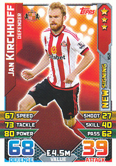 Jan Kirchhoff Sunderland 2015/16 Topps Match Attax New Signing #NS21