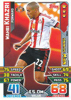 Wahbi Khazri Sunderland 2015/16 Topps Match Attax New Signing #NS22