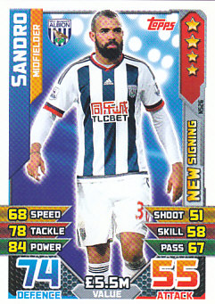 Sandro West Bromwich Albion 2015/16 Topps Match Attax New Signing #NS26