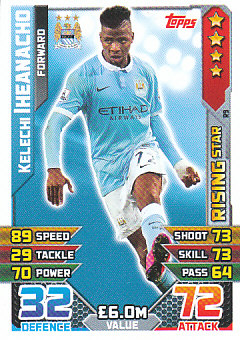 Kelechi Iheanacho Manchester City 2015/16 Topps Match Attax Rising Star #R09