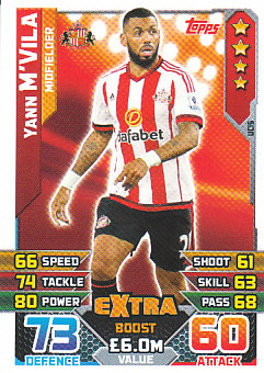 Yann M'Vila Sunderland 2015/16 Topps Match Attax Update Card #UC15