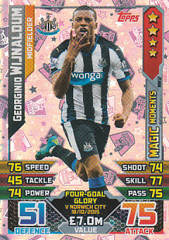 Georginio Wijnaldum Newcastle United 2015/16 Topps Match Attax Magic Moments #MM12