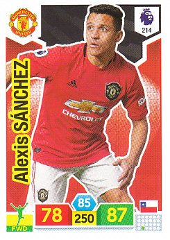 Alexis Sanchez Manchester United 2019/20 Panini Adrenalyn XL #214