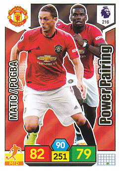 Nemanja Matic / Paul Pogba Manchester United 2019/20 Panini Adrenalyn XL Power Pairing #216