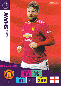 Luke Shaw Manchester United 2020/21 Panini Adrenalyn XL #50
