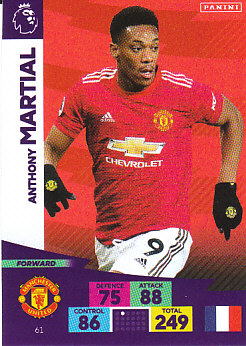 Anthony Martial Manchester United 2020/21 Panini Adrenalyn XL #61