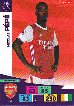 Nicolas Pepe Arsenal 2020/21 Panini Adrenalyn XL #115