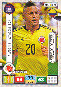 Macnelly Torres Colombia Panini Road to 2018 World Cup #COL10