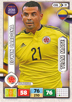 Edwin Cardona Colombia Panini Road to 2018 World Cup #COL11