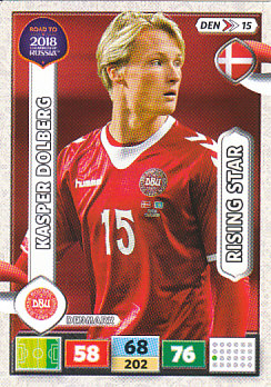 Kasper Dolberg Denmark Panini Road to 2018 World Cup Rising Star #DEN15
