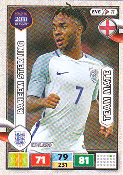 Raheem Sterling England Panini Road to 2018 World Cup #ENG11
