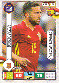 Jordi Alba Spain Panini Road to 2018 World Cup #ESP02