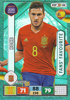 Koke Spain Panini Road to 2018 World Cup Fan's Favourite #ESP06