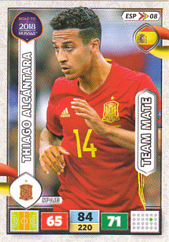 Thiago Alcantara Spain Panini Road to 2018 World Cup #ESP08