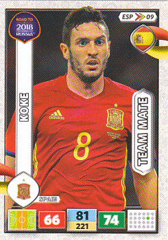 Koke Spain Panini Road to 2018 World Cup #ESP09