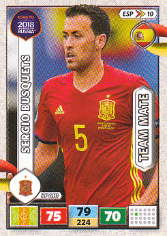 Sergio Busquets Spain Panini Road to 2018 World Cup #ESP10