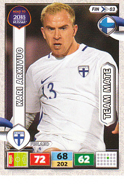 Kari Arkivuo Finland Panini Road to 2018 World Cup #FIN03