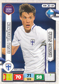 Sauli Vaisanen Finland Panini Road to 2018 World Cup Rising Star #FIN07