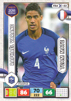 Raphael Varane France Panini Road to 2018 World Cup #FRA03