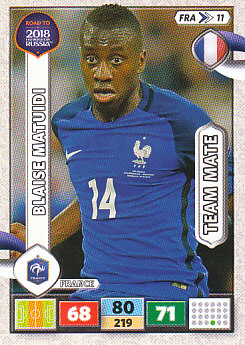 Blaise Matuidi France Panini Road to 2018 World Cup #FRA11