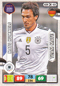 Mats Hummels Germany Panini Road to 2018 World Cup #GER03