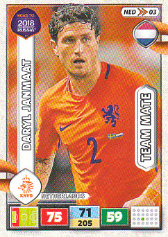 Daryl Janmaat Netherlands Panini Road to 2018 World Cup #NED03