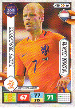 Davy Klaassen Netherlands Panini Road to 2018 World Cup #NED10