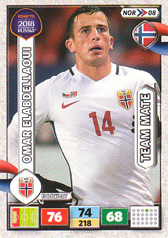 Omar Elabdellaoui Norway Panini Road to 2018 World Cup #NOR08