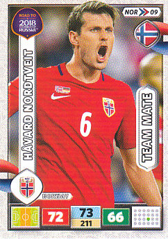 Havard Nordtveit Norway Panini Road to 2018 World Cup #NOR09
