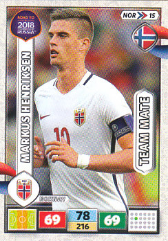 Markus Henriksen Norway Panini Road to 2018 World Cup #NOR15