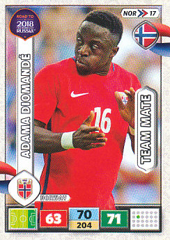 Adama Diomande Norway Panini Road to 2018 World Cup #NOR17