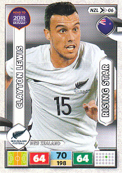 Clayton Lewis New Zealand Panini Road to 2018 World Cup Rising Star #NZL06