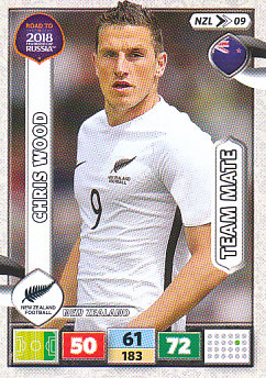 Chris Wood New Zealand Panini Road to 2018 World Cup #NZL09