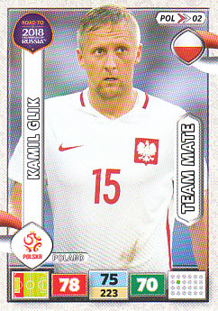 Kamil Glik Poland Panini Road to 2018 World Cup #POL02