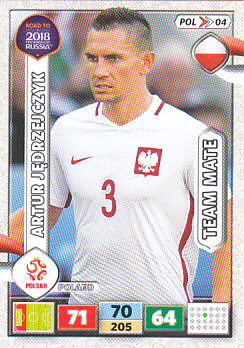 Artur Jedrzejczyk Poland Panini Road to 2018 World Cup #POL04