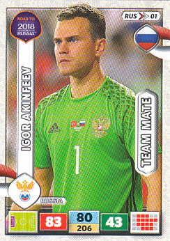 Igor Akinfeev Russia Panini Road to 2018 World Cup #RUS01