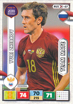 Yuri Zhirkov Russia Panini Road to 2018 World Cup #RUS07