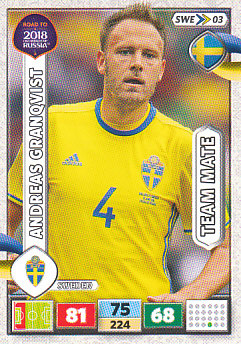 Andreas Granqvist Sweden Panini Road to 2018 World Cup #SWE03