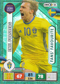Emil Forsberg Sweden Panini Road to 2018 World Cup Fan's Favourite #SWE13