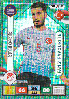 Nuri Sahin Turkey Panini Road to 2018 World Cup Fan's Favourite #TUR13