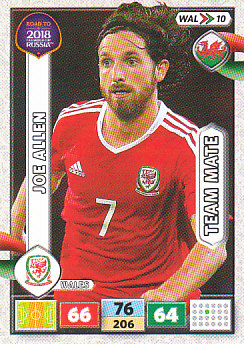 Joe Allen Wales Panini Road to 2018 World Cup #WAL10