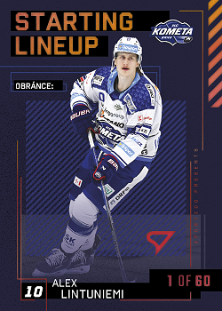 Alex Lintuniemi Kometa Brno Tipsport ELH 2023/24 SportZoo 2. serie 	Starting LINEUP 2nd PERIOD /60 #SL-38