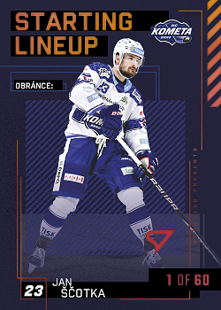 Jan Scotka Kometa Brno Tipsport ELH 2023/24 SportZoo 2. serie 	Starting LINEUP 2nd PERIOD /60 #SL-39