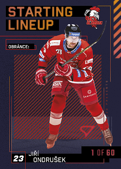 Jiri Ondrusek Olomouc Tipsport ELH 2023/24 SportZoo 2. serie 	Starting LINEUP 2nd PERIOD /60 #SL-44