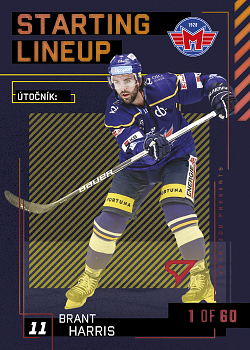 Brant Harris Ceske Budejovice Tipsport ELH 2023/24 SportZoo 2. serie 	Starting LINEUP 2nd PERIOD /60 #SL-76
