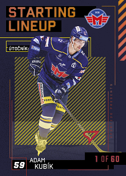 Adam Kubik Ceske Budejovice Tipsport ELH 2023/24 SportZoo 2. serie 	Starting LINEUP 2nd PERIOD /60 #SL-77
