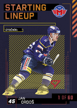 Jan Ordos Ceske Budejovice Tipsport ELH 2023/24 SportZoo 2. serie 	Starting LINEUP 2nd PERIOD /60 #SL-78