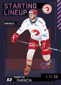 Martin Marincin Trinec Tipsport ELH 2023/24 SportZoo 2. serie 	Starting LINEUP 3rd PERIOD /30 #SL-02