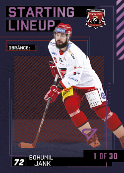 Bohumil Jank Hradec Kralove Tipsport ELH 2023/24 SportZoo 2. serie 	Starting LINEUP 3rd PERIOD /30 #SL-09