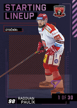 Radovan Pavlik Hradec Kralove Tipsport ELH 2023/24 SportZoo 2. serie 	Starting LINEUP 3rd PERIOD /30 #SL-12